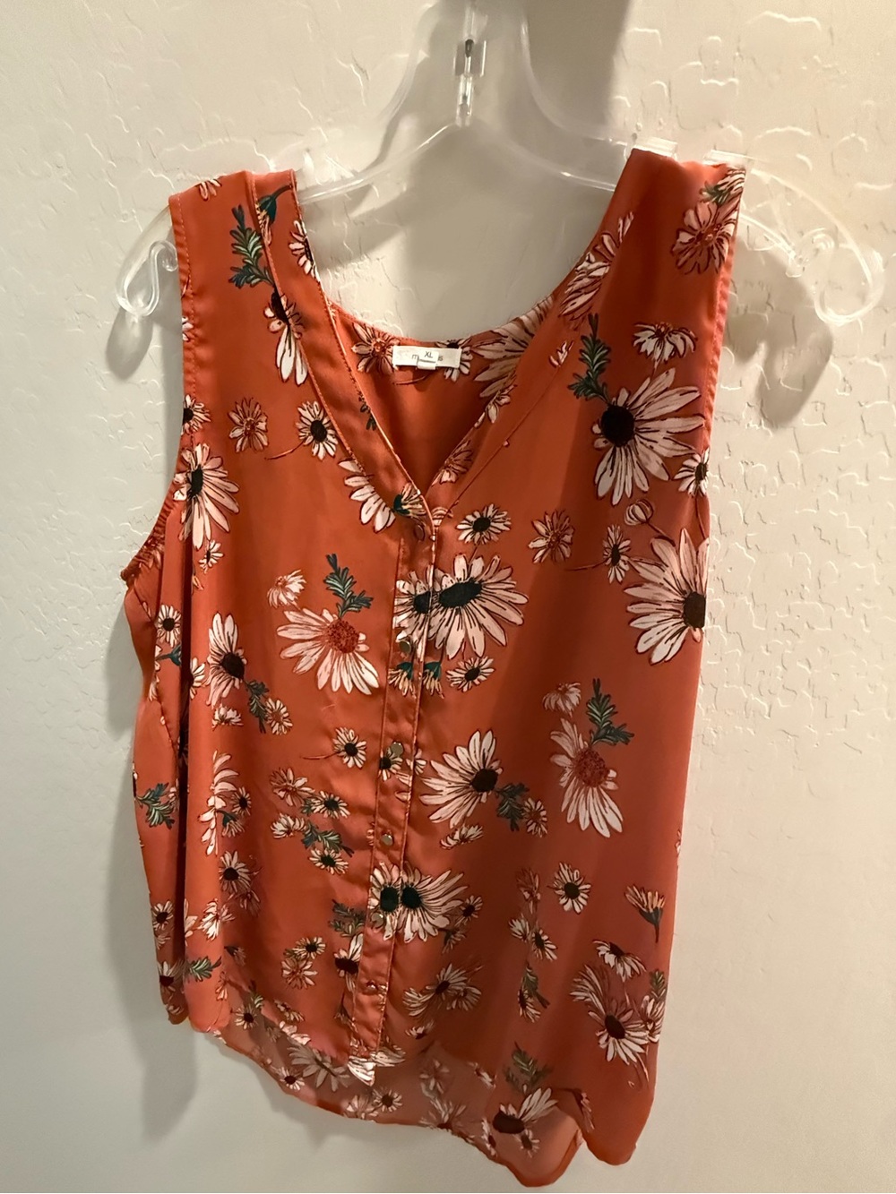 Maurices Rust Floral Button-Front Sleeveless Top
